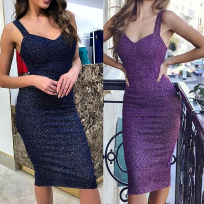 

New Women Sequined Sleeveless Tassel Bodycon Party Club Cocktail Evening Dress