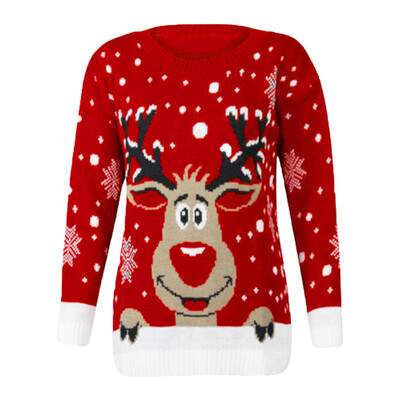 

Gobestart Women Christmas Reindeer Printed O-Neck Long Sleeve Sweatshirt Tops Blouse