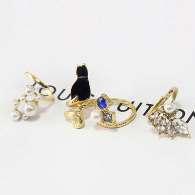 

Korean Cat Pearl Nail Polish Nail Joint Rings