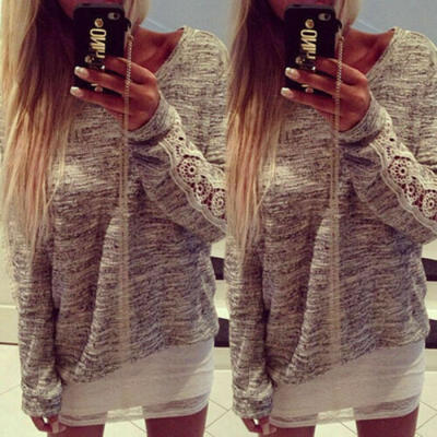 

Fashion Boho Women Casual Summer Long Sleeve Lace up T-Shirt Blouse Tops