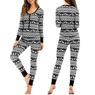 

Gobestart Women Matching Elk Long Sleeves Christmas Pajamas Set Top BlousePants