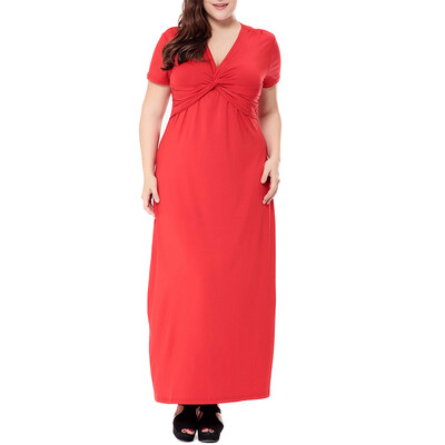 

V Collar Tight Waist Short Sleeve Party Dress