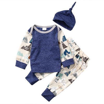 

Baby Boys Girls Newborn Moutain T-ShirtPantsHat 3pcs Sets Trousers Outfit Summer Clothes