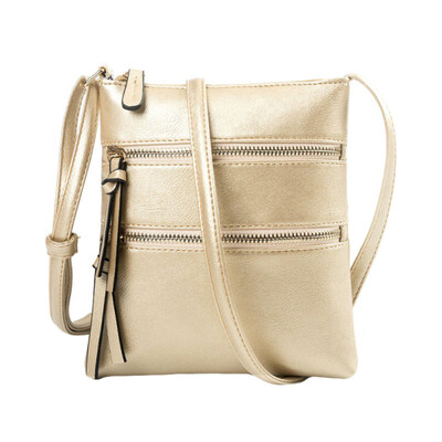 

Lady Solid Color Multi Pocket Zipper Satchel Faux Leather Crossbody Shoulder Bag