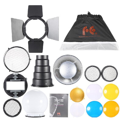 

9 in 1 Speedlite Accessories Kit with Universal Mount Adapter Barndoor 2030cm Softbox 2 Honeycombs Mini Reflector Conical Sn