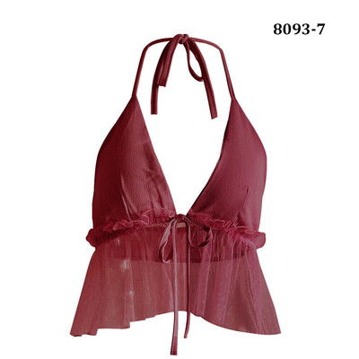

Womens Backless Crop Top Summer Bandage Halterneck Mesh Strap Holiday Beach Tops