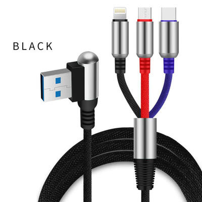 

Universal 3-in-1 1m USB To Micro USB Lightning Type-C 24A Fast Charging Cable Bullet Data Cord For IPhone Android Phones-1m