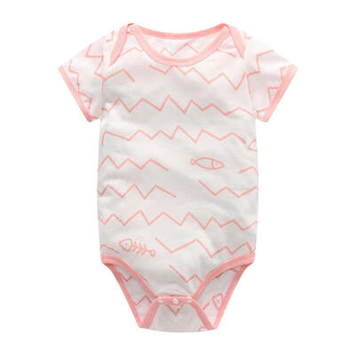 

Fashion Short Sleeve Cute Wave Print Boys Baby Rompers Cotton Jumpsuit