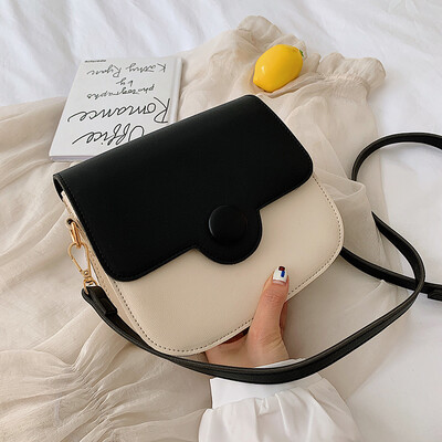 

Ins small bag contrast color advanced sense of foreign style womens bag new 2019 summer popular saddle bag shoulder Messenger bag