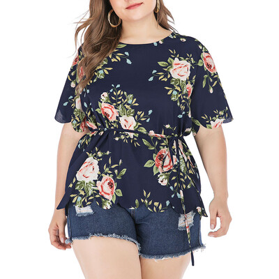 

Roseonmyhand Womens Plus Size Casual Print Ladies T-shirt Short Sleeve O-Neck Top Blouse