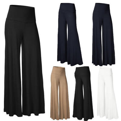 

New Fashion Women Ladies Palazzo Plain Flared Wide Leg Pants leggings Baggy Trousers
