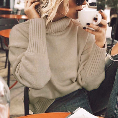 

Women Winter Turtleneck Sweater Warm Long Sleeve Solid Tops Casual Outwear Loose