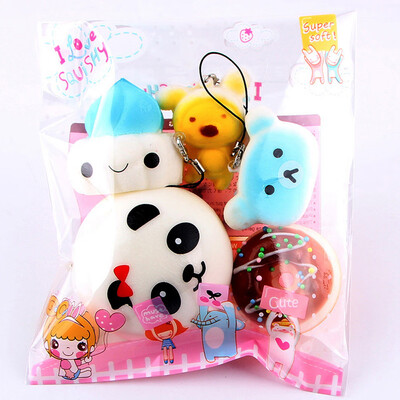 

5pcs Medium Mini Soft Bread Toys Key Slow Rising Squeeze Toys Collection