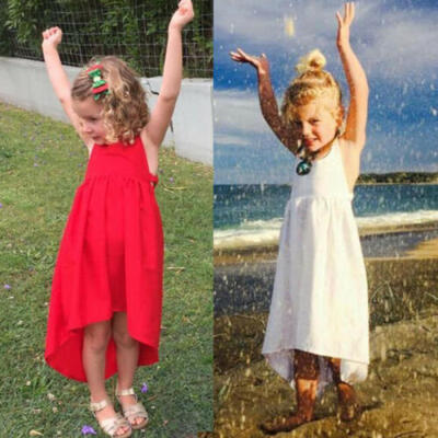 

USA 2019 Toddler Baby Girls Kid Sleeveless Bandage Casual Sundress Skirt Dress