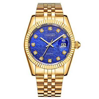 

80435 business casual fashion couple watch men&women calendar stainless steel with diamond watch