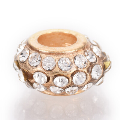 

Alloy Rhinestone European Beads Large Hole Beads Rondelle Golden 115x6mm Hole 45mm