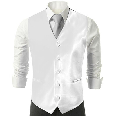 

Mens Formal Waistcoat Dress Vest And Neck Tie Hankie Set Wedding Prom Casual