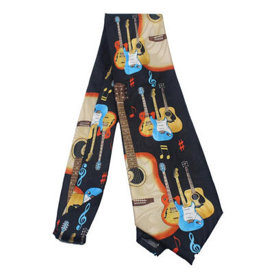 

Casual Men Guitar Musical Note Print Necktie Wedding Party Tie Suit Accessory