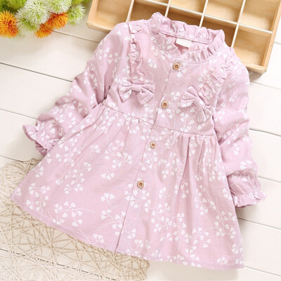 

Kids Girls Casual Long Sleeve Princess Costume Baby Floral Print Children Cotton Princess Dresses
