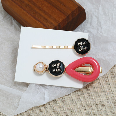 

Pearl Hair Clip Headwear Sweet Candy Color Clip Side Clip Two piece Bow Pearl Alloy Resin Hairpin Headdress Accessories
