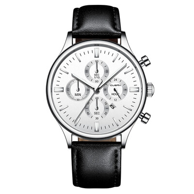 

Gobestart Fashion Sport Mens Stainless Steel Case Leather Band Quartz Analog Wrist Watch