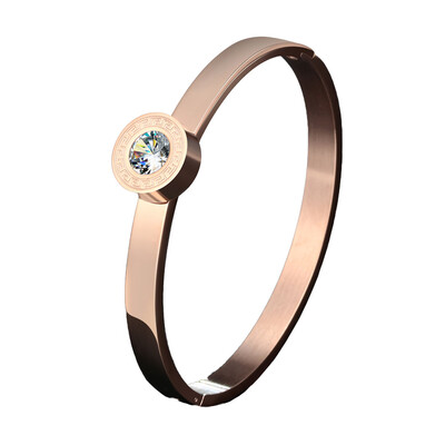 

2019 Fashion New Design Four Crystals Color replaced Rose Gold Silver Color Bangle Bracelet Stainless Steel Jewelry