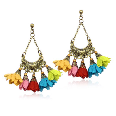 

Bohemia Hanging Flower Pendant Earrings Ear Stud Women Trendy Jewelry Elegant