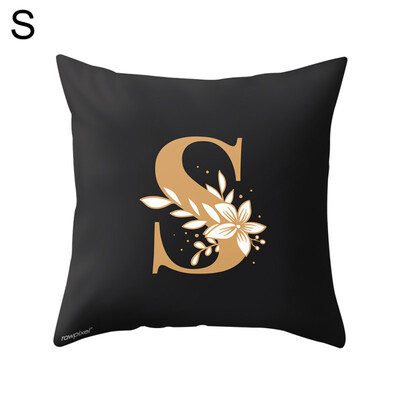 

Capital Letter Flower Print Pillow Case Waist Throw Cushion Cover Bedroom Decor