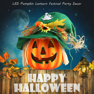 

LED Pumpkin Lantern with Hat&Flower Ornament for Festival Party Decoration LED Pumpkin Lantern Pumpkin Ornament