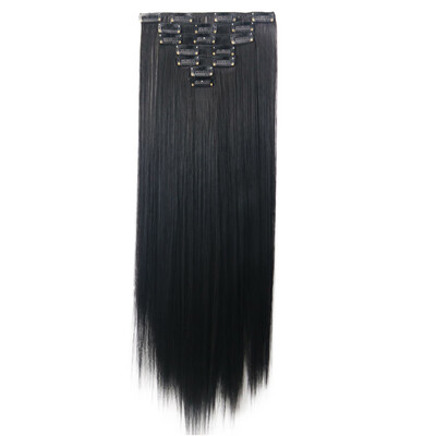 

Gobestart 1Pc 16 Clips In Hair Extensions Piece Long Straight Hair Chemical Fiber Wig A