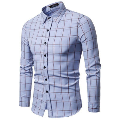 

SUNSIOM Mens Button Up Plaid Casual Shirts Slim Fit Long Sleeve Dress Shirts Tops