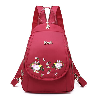 

Chest bag casual Oxford canvas mini backpack embroidered flower shoulder bag women Joker ethnic bag