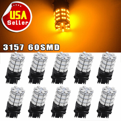

10pcs 3157 3156 3057 Amber 60SMD Turn Signal Backup Reverse LED Light Bulbs 12V