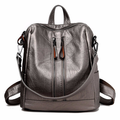 

Fashion Women Pu Leather Backpack for Teenage Girl Multifunctional Backpacks Shoulder Bag Ladies Bagpack Black Back Pack Female