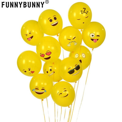 

FUNNYBUNNY Emoji Universe Series One Latex Emoji Smiley Face Balloons 72 Pack Yellow