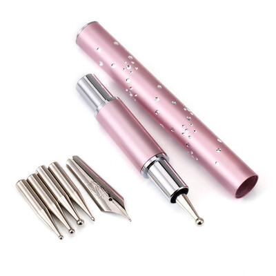 

〖Follure〗Nail Art Drawing Pen with Metallic Head 5 Dotting Tip for Salon Manicure DIY