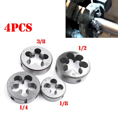 

〖Follure〗G12 14 18 38 4Pcs HSS Hand Dies Pitch Thread Threading Tools for Water Pipe
