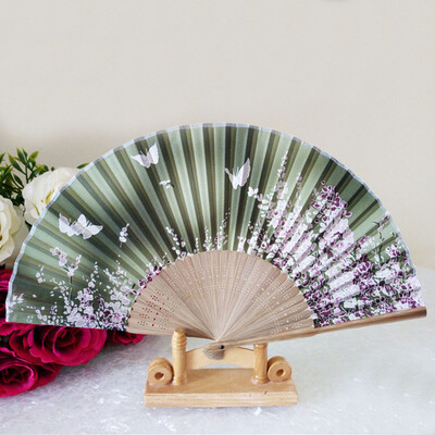 

Siaonvr Pattern Folding Dance Wedding Party Lace Silk Folding Hand Held Flower Fan A