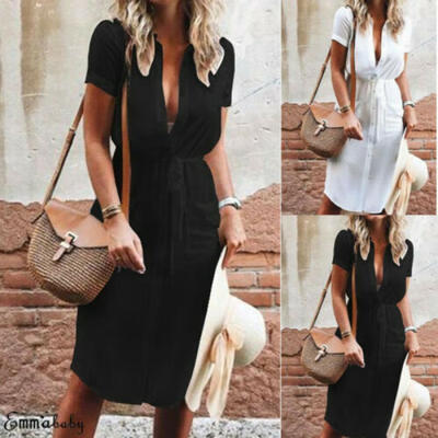 

Women Casual Long Sleeve Button Down Loose Long Maxi Party Shirt Dress Plus Size