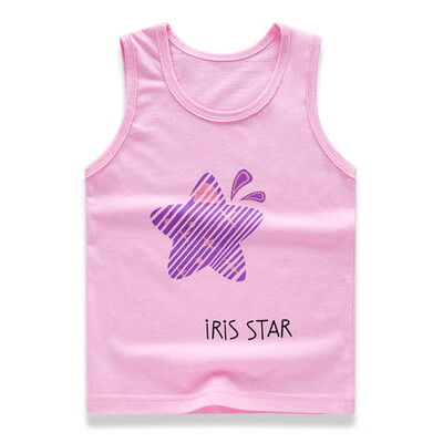 

Summer Baby Girls Boys Sleeveless Cartoon Print Vest Kids Cotton Tops Tees Casual Blouse