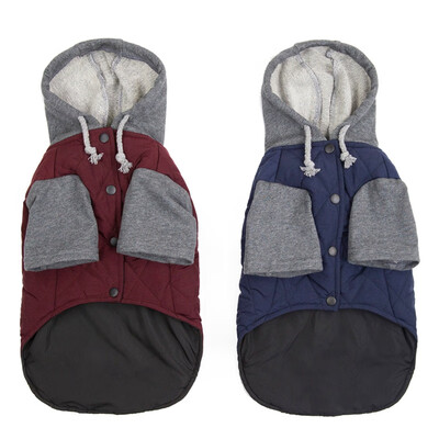 

Pet Clothes Autumn And Winter Costume Clothing Decorative Zipper Color-patched Hooded Cotton-padded Overalls For Dogs Ropa Perro