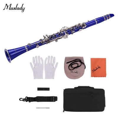 

Muslady ABS 17-Key Clarinet Bb Flat with Carry Case Gloves Cleaning Cloth Mini Screwdriver Reed Case 10pcs Reeds Woodwind Instrume