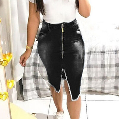 

Ladies Casual Slim Fit High Waist Zipper Split Midi Pencil Cocktail Party Skirt