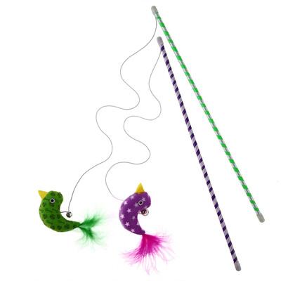 

2pcs Cat Toys Interactive With Bells Elastic Rod Cat Plush Chick Toys