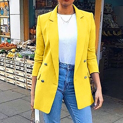 

Womens Candy Color Long Sleeve Casual Slim Suit Jacket Blazer Top Formal Coats