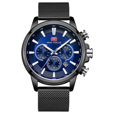 

MINI FOCUS MF0142G Fashion Waterproof Luminous 3-Dial 6-Pin Quartz Wristwatch Mens Watch With Mesh Strap Calendar Function