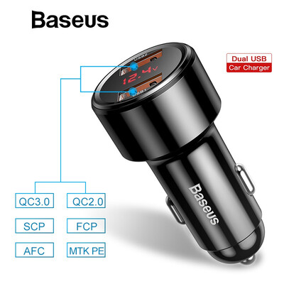 

Baseus Quick Charge 40 30 Car Charger For Xiaomi Mi 9 Redmi Note 7 Pro 45W PD Fast Phone Charger in car AFC SCP For Huawei P30 M