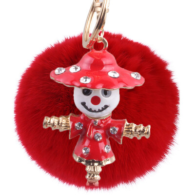 

New Diamond Scarecrow Rex Rabbit Hairball Keychain Bag Pendant Mobile Car Pendant