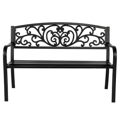 

50" Iron Outdoor Yard Garden Courtyard Decoration Park Leisure Bench Double Seat