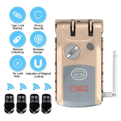 

Intelligent Remote Control Lock Invisible Anti-theft Security Home Door Lock Support Remote Control Switch Lock Indoor Manual Emer